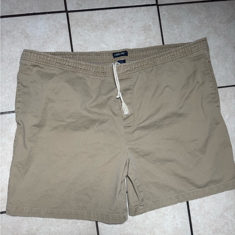 Cherokee Men's Flat Front Drawstring Shorts - Khaki